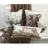 Fennco Styles Safari Collection Country Rhinoceros 100% Pure Cotton 18 x 18 Inch Throw Pillow with Case & Insert – Natural Decorative Pillow for Couch, Bedroom and Living Room Décor