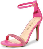 Women's Floral Ankle Strap Stiletto Heeled Sandals – Open Toe Dressy Party Shoes