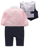 stylesilove Toddler Boys Long Sleeve Bow-tie Tuxedo Romper with Vest 2 Pcs Autumn Winter Formal Outfit