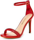 Women's Floral Ankle Strap Stiletto Heeled Sandals – Open Toe Dressy Party Shoes