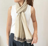 stylesilove Women Shimmering Striped Scarf Silk-like Scarves Ultra Lightweight Soft Shawl Neck Wraps
