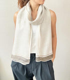 stylesilove Women Shimmering Striped Scarf Silk-like Scarves Ultra Lightweight Soft Shawl Neck Wraps
