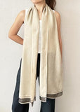stylesilove Women Shimmering Striped Scarf Silk-like Scarves Ultra Lightweight Soft Shawl Neck Wraps