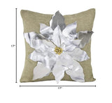 Fennco Styles Christmas Unique 3D Poinsettia Decorative Throw Pillow Cover 17 x 17 Inch - Holiday Flower Pillow for Everyday Use, Couch, Living Room and Bedroom Décor