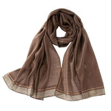 stylesilove Women Shimmering Striped Scarf Silk-like Scarves Ultra Lightweight Soft Shawl Neck Wraps