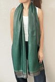 stylesilove Women Shimmering Striped Scarf Silk-like Scarves Ultra Lightweight Soft Shawl Neck Wraps