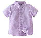 stylesilove Toddler Boys Classic Button Down Shirt and Shorts, Suspenders, Bowtie 4pcs Gentleman Suit Cotton Overalls Outfit