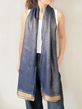 stylesilove Women Shimmering Striped Scarf Silk-like Scarves Ultra Lightweight Soft Shawl Neck Wraps