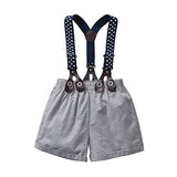 stylesilove Infant Baby Boys Blue Bowtie Romper and Plaid Shorts, Star Suspenders Gentleman Suit 3pcs Outfit