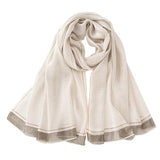 stylesilove Women Shimmering Striped Scarf Silk-like Scarves Ultra Lightweight Soft Shawl Neck Wraps