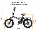 Foldable Electric Fat Tire Bike 20 Inch – Dual Disc Brakes with Fenders