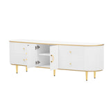 Modern TV Stand For TVs Up To 80", Entertainment Center With 4 Drawers And 1 Cabinet, Wood TV Console Table With And Handles For Living Room - White