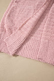 Light Pink Open Front Soft Fuzzy Ribbed Sweater Cardigan