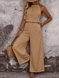 Women's Draped Neck Sleeveless Vest & Casual Pants Two-Piece Set