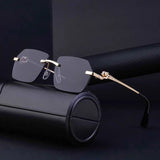 Gold Frame Cheetah Rimless Sunglasses – INS Hip-Hop Style