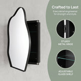 33.5"x22" Irregular Cloud-shaped Surface Mount Mirror Cabinet, Metal Frame Bathroom Medicine Cabinet with Adjustable Glass Shelves, Decorative Storage Mirror for Bathroom Entryway Bedroom, Matte