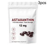 Astaxanthin 12mg Softgels - Triple Strength, From Microalgae, Antioxidant Support, Non-GMO, Gluten-Free & Dairy-Free, 120 Softgels