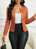 Womens Double-breasted Long-sleeve Suit Jacket Without Lining