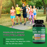 Soursop Supplement Containing 20 Herbal Extracts Including Seaweed, Lion's Mane Mushroom, Turmeric, Black Seed Oil, Oregano, And Mullein, Promoting Overall Health. Vegan, 60 Capsules.