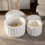 White Round Storage Table Set