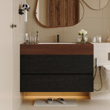 29.9" Modern Floating Bathroom Vanity with Faux Marble Top