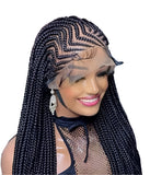 36" Cornrow & Knotless Box Braids Wig | Full Lace | Light Brown Lace | Synthetic Hair
