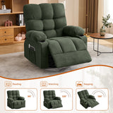 Massage Swivel Recliner Chair with Vibration Massage and Lumbar Heating for Adults,350LBS Oversized Rocker Recliner Single Sofa with Side Pocket,cup holder and USB Charge Port for Living Room