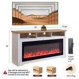 70 Inch Fireplace TV Stand with Smart Electric Fireplace - Tempered Glass & MDF