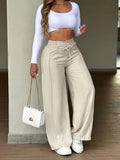 Women's High-Waist Drawstring Wide-Leg Pants