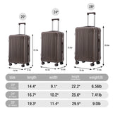 3 Piece ABS Spinner Wheel Luggage Set with Spinner Wheels - Brown