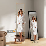 Multifunctional Full Length Mirror with Hook Storage Rack