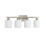 Modern 4-Light Bathroom Fixture with Nickel Finish and Milky