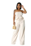 Two Piece Elastic Peplum Top & Pants Set