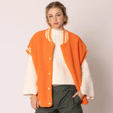 Oversized Sherpa Varsity Baseball Vest
