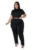 Curvy Short Sleeve Top Matching Tassel Pants