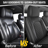 Umbrauto Seat Cover for Chevy Silverado/GMC Sierra 1500 2007-2013&2019-2026,3D Laser-Scan Custom Fit 2500/3500HD 2020-2026 Crew/Double Cab, Nappa Leather, Waterproof, Full Coverage, Airbag Compatible,Black