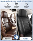 Custom Seat Covers fit for Dodge Ram 1500 2500 3500, Full Coverage Luxury Leather Ram Truck Seat Cover 2009-2025 Compatible with Crew Cab Double Quad Regular ( Full Set (Flat Front/Curved Rear))