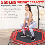 Oneofics 48”Trampoline, Foldable Fitness trampoline for Adults and Kids, Exercise Workout Rebounder Trampoline with Adjustable Handle, Max Load 550lbs
