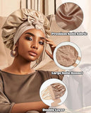 Satin Bonnet Silk Bonnet for Sleeping Silk Sleep Cap Double Layer Hair Bonnet with Elastic Tie Band for Curly Hair Night Cap