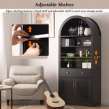 Arched Bookshelf with Storage Cabinet