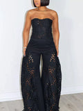 Cutout Tube Top and Wide Leg Pants Set