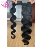 Wrap around Ponytail Human Hair Brazilian Body Wave Pony Tail Remy Hair Clip in Ponytail Extensions for Women 120G