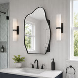 33.5"x22" Irregular Cloud-shaped Surface Mount Mirror Cabinet, Metal Frame Bathroom Medicine Cabinet with Adjustable Glass Shelves, Decorative Storage Mirror for Bathroom Entryway Bedroom, Matte