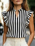 Printed Ruffle Sleeve Blouse