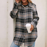 Women's Loose Casual Lapel Plaid Shirt Jacket