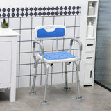 HOMCOM EVA Padded Shower Chair with Arms and Back, Bath Seat with Adjustable Height, Anti-slip Shower Bench for Seniors and Disabled, Tool-Free Assembly, 299lbs