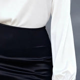Women’s V‑Neck Business Casual Blouse – Relaxed Fit Long Sleeve Shirt