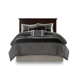 7 Piece Faux Suede Comforter Set - Black - King
