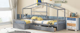 Twin Size House Platform Bed with Three Storage Drawers