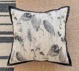 Fennco Styles Art Style Leaf Feather Design Jacquard Throw Pillow Cover 18" W X 18" L – Black Woven Square Cushion Case for Couch, Sofa, Bedroom, Office and Living Room Décor